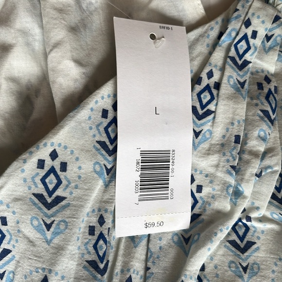 Banana Republic Women's Summer Top, Size: L.  Color: White w Blue - Picture 3 of 4